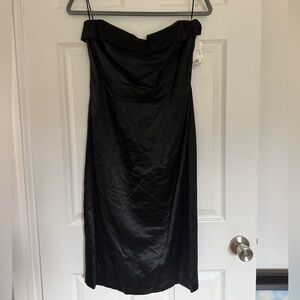 Escada Black Satin Strapless Dress